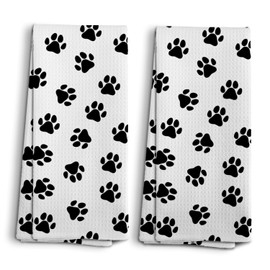NOQL Dog Paws Towel, Dog Paw Kitchen Towels and Dishcloths Set of 2, Dog Kitchen Towels, Cute Kitchen Towels, Dog Decor, Kitchen Hand Towels Decorative, Dog Lovers Gifts for Women, 16×24 Inches