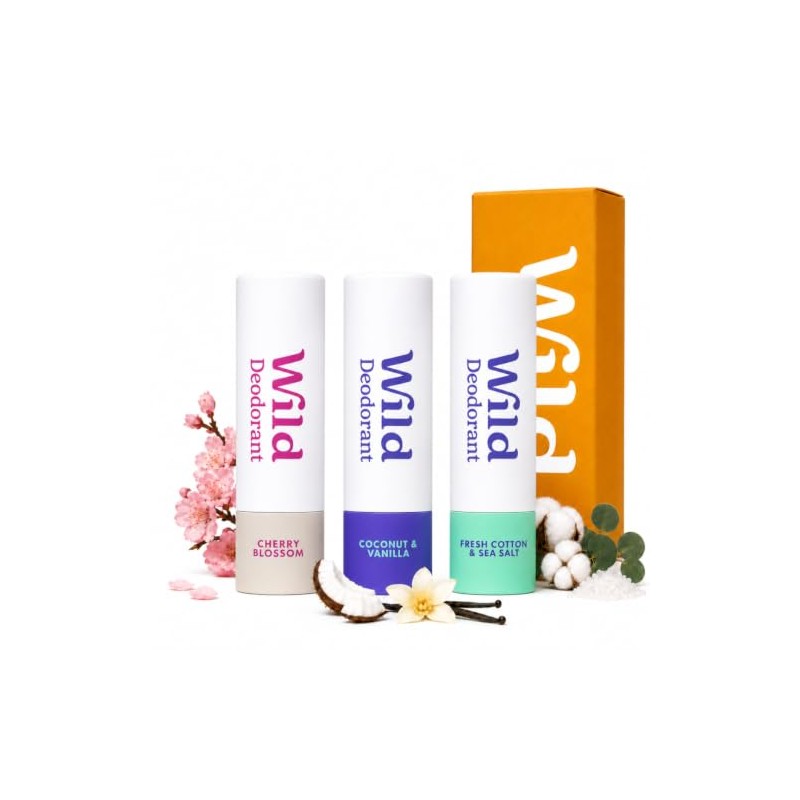 Wild Pack of 3 Mini Deodorants in Fresh Cotton &