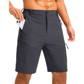 Pudolla - Pantalones cortos de senderismo para hombre, de 11 pulgadas, ligeros, pantalones cortos de trabajo para hombres, viajes de verano, golf, casual, al aire última intervensión, con 5 bolsillos,