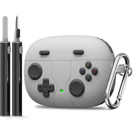 Wowwat for JBL Vibe 200TWS / JBL Vibe Beam Case Cover Game Console Design, Silicone Case Compatible with JBL Vibe 200TWS with Keychain with Cleaning Pen Kit - Rock Grey