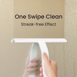 dancemoon JustHang Shower Squeegee for Glass Doors, All-One-Piece Silicone with Built-in Hook Design for Easy Hanging and Cleaning, 10 Inch White
