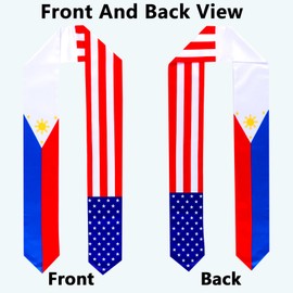 NQRSBUI American And Philippines Country Flag Graduation Stole Sash International Study Abroad, Adult Unisex Graduation Gifts