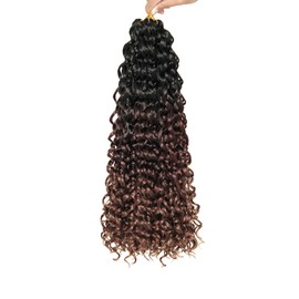 QRHSUKA Curly Crochet Hair GoGo Curl Crochet Hair for Women Deep Wave Braiding Hair Synthetic Bohemian Crochet Braid Water Wave Extensions (18 inch(Pack of 6), 1B/33/30)