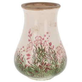 Shudehill Giftware Wild Garden Pretty Floral Pink & Green Design Vase With Neutral Background - Jug, Bouquet or Modern Shape (Bouquet)