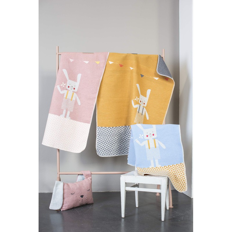 David Fussenegger Neutral Baby Blanket with Rabbit Motif Cotton 70