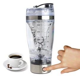 Portable Electric Tornado Mixing Water Bottle - Color: Black, Size: 600ml
