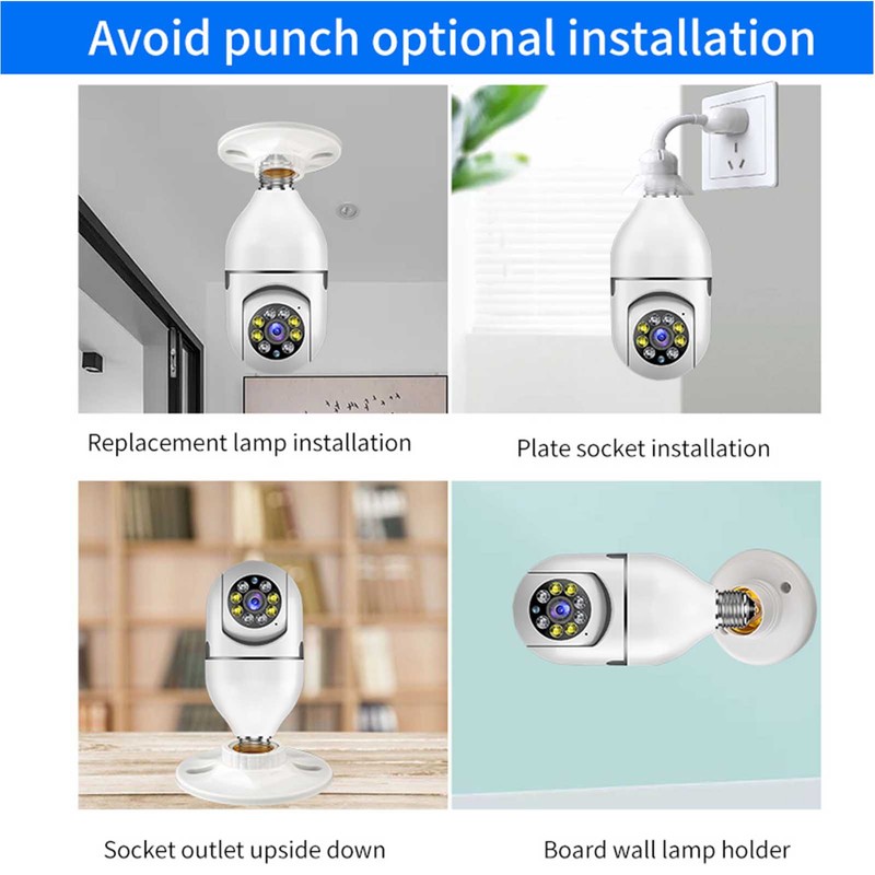 Lamp Holder Camera Wireless 360 Degree 2.4GHz and 5G WiFi