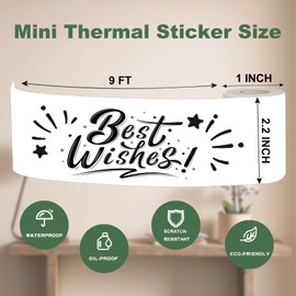 10 Rolls Mini Printer Sticker Paper, 57 X 25mm Thermal Pocket Printer Sticker for Most Kids Instant Camera Refill