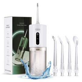 Water Dental Flosser Pick for Teeth Upgraded 280ml Cordless Water Dental Flossers Portable Rechargeable Oral Irrigator with 4 Modes 4 Jet Tips IPX7 Waterproof Water Floss for Home Travel (Black)