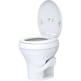 SEAFLO Residential Height Camper/RV Toilet, 18.5” Standard Height, Gravity Flush System, Foot Pedal Operation, Soft Close Seat, Easy-to-Clean Oversized Bowl, 4-Year Warranty
