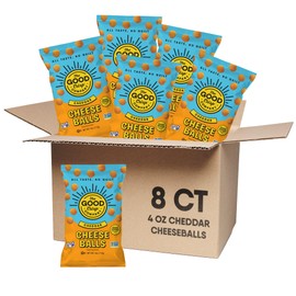 The Good Crisp Company Cheddar Cheese Balls, 4 Oz Bags (Pack of 8)
