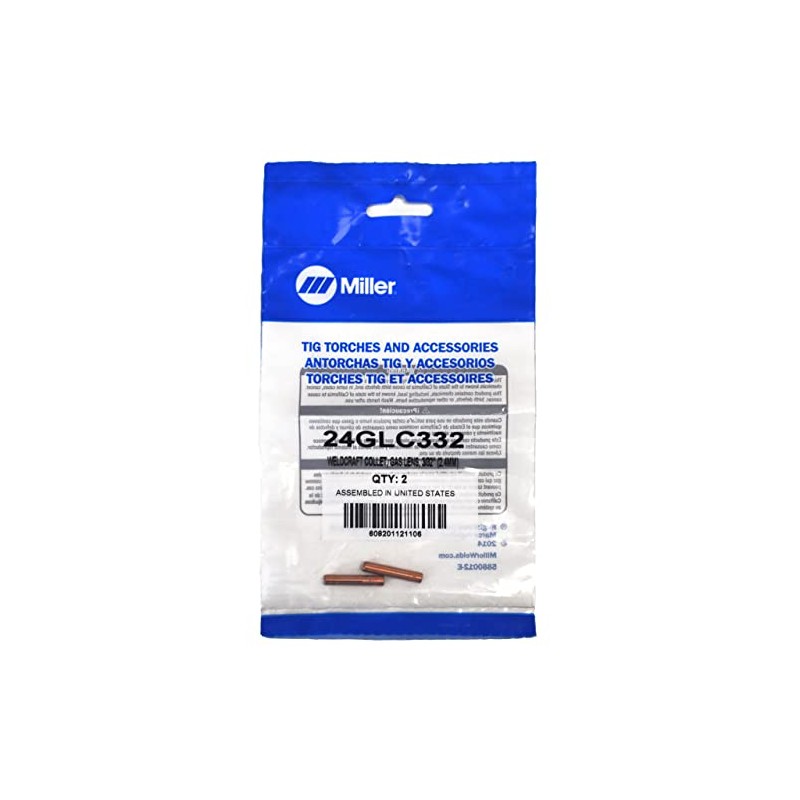Miller Weldcraft 24GLC332 Collet, Gas Lens, 3/32" (2.4mm), 2 pack