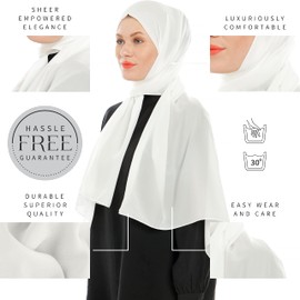 Ayisah Selda - Hijab for Women, Chiffon Hijab Scarf – Soft Hijabs Scarves - Fashion Muslim Scarf Hijab for Women – Muslim Accessories Long Hijab Shawl Muslim Head Scarf, Creme 71" L x 27.5" W