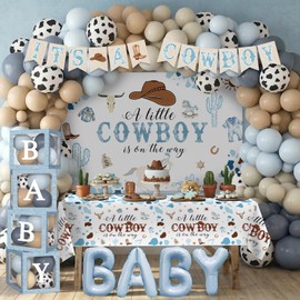 DataMoon Cowboy Baby Shower Decorations for Boy, All-in-One Set