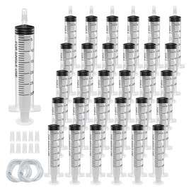 30 Pack 30ml Plastic Syringe, Syringe Tools Individually Wrapped with Sealing Cap&Soft Tube for Scientific Labs Measuring Watering Feeding Pets Oil or Glue Applicator (30ml)