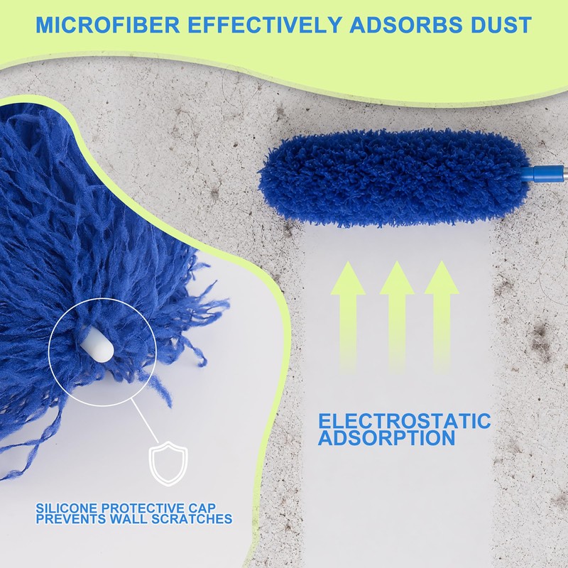 Cobweb Duster with Extension Pole, Spider Web Brush, 100" Microfiber