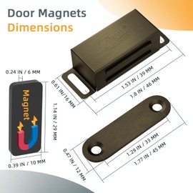 Cabinet Magnetic Catch Jiayi 12 Pack Magnetic Closures for Cabinet Door Magnetic Cabinet Catch RV Drawer Latches and Catches Bronze Magnetic Latch for Kitchen Closet Cupboard Closer