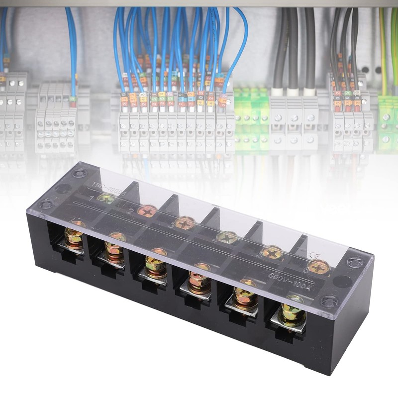 Electrical Terminal Strip Block Thickened 100A 600V Dual Row 6