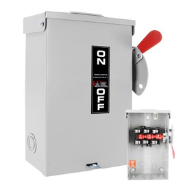 60 Amp Disconnect Switch Box, 3 Pole Safety Switch, Non-Fusible, Heavy Duty Steel, NEMA 3R Rated, for Indoor & Outdoor Use, 240V/120V, 3 Phase, 10-Year Warranty