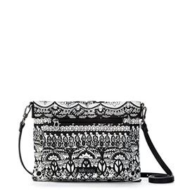 Sakroots Womens Camden Small Crossbody in Cotton Uncoated Canvas, Black and White One World, One Size US