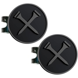Adhere Golf ball Markers Soft Enamel golf ball markers with strong Magnetic Hat Clip, A Premium Golf Gifts for Golfer (2pcs Black Golf tees)