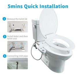 BumBliss Non-Electric Bidet Attachment for Toilet – Self-Cleaning Spray, Adjustable Water Pressure Control, Manual White Knob, Easy to Install, Eco-Friendly Hygiene Upgrade for Bathroom, Beday Badette