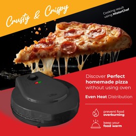 MisterChef Countertop Pizza Maker, 1450W Mini Pizza Oven, Pizza Maker Oven With 12″ Non-Stick Ceramic Plate, Indoor Electric Pizza Oven for Crepes, Pancakes - Black