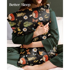 Miss Adola Silk Pillowcase 2 Pack - Cute Pillow Cases 20" x 26" Standard Size Set of 2 for Hair and Skin Smooth Soft Breathable with Hidden Zipper Cooling Pillow Covers for Sleeping, Mushroom Plants