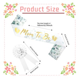 Ptwola Neutral Green Mom to Be Sash Baby Shower Dad to Be Badge Pin Sash Corsage Cloth Belly Band Maternity Mommy Belt Gift for Gender Reveal Supplies Party Keepsake Decor Outfit Photo Prop