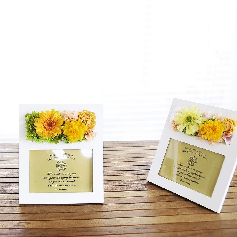 SSP09 Preserved Flowers Photo Frame, Parfait Campagne Gerbera Orange White,