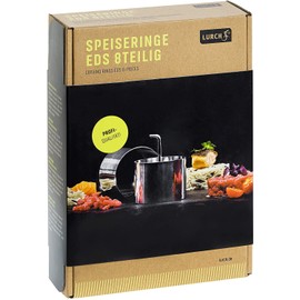 Lurch 220285 Speiseringe EDS 8teilig: 6 Ringe Durchmesser 7,5 cm x H 5,5 cm, 1 Stampfer, 1 Tablett aus Edelstahl