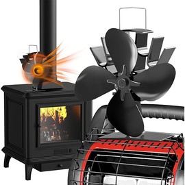 Heat Powered Fan for Fireplace, 4-Blade Stove Fan for Gas/Pellet/Wood Burning Stove, Non-electric, Eco-Friendly