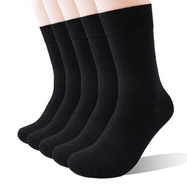 Wamicu Men Cotton Socks, 5 Pairs Thin Comfy and Breathable Basic Crew Classic Socks for Business Office and Casual,Size UK 9-12