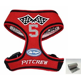 Red Racing Team Ultra Mesh Choke-Free Halter Harness Travel Set-Dog Sizes XXS Thru 3XL. (XXL- Chest 27-37”, Neck 19.5”, Red/Black)