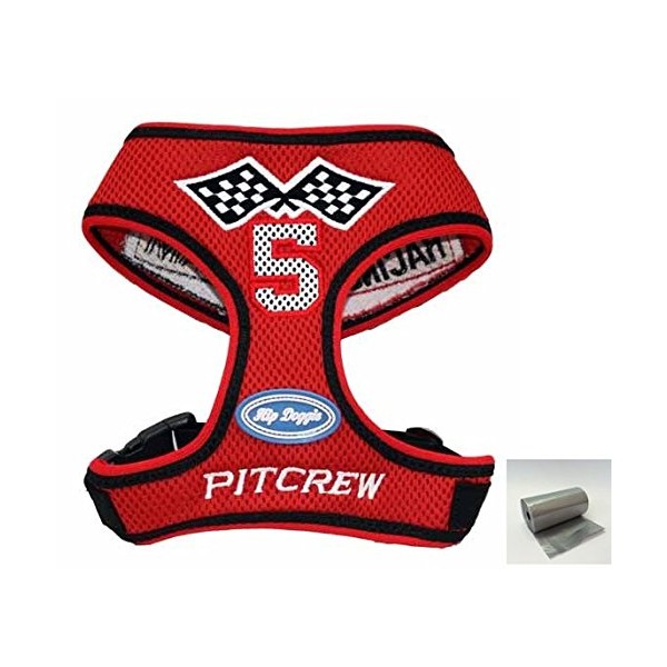 Red Racing Team Ultra Mesh Choke-Free Halter Harness Travel Set-Dog Sizes XXS Thru 3XL. (XXL- Chest 27-37”, Neck 19.5”, Red/Black)