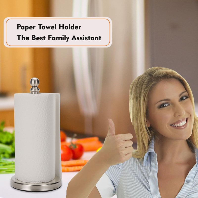Fatizon Paper Towel Holder Stand,Sturdy Standing Paper Towel Holder Countertop,Paper