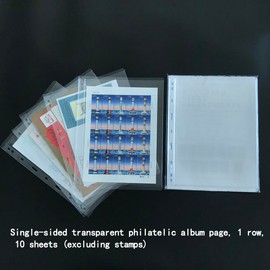 Clear Stamp Pages for Stamp Album Binder, 1 Pocket Page for Stamp Collectors, 10 Sheets with Single Side,Professional Pack (1 Pocket)