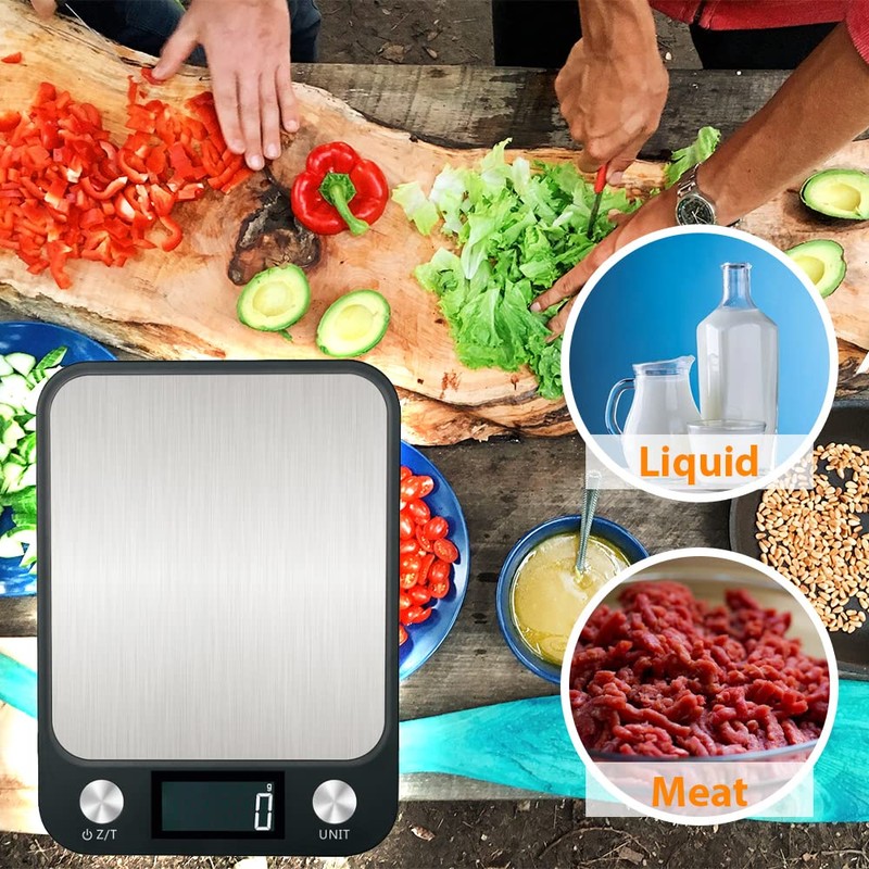 LEVADA PLUS Multifunktionale digitale Küchenwaage (15 kg) mit großem LCD-Display,