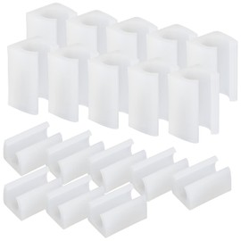 Cionyce 24 PCS Chair Legs Protector,Rectangle Chair Clamp Plastic Furniture Feet Cover U Shape Chair Legs Clips 12mm Protector for Chair Legs(White)