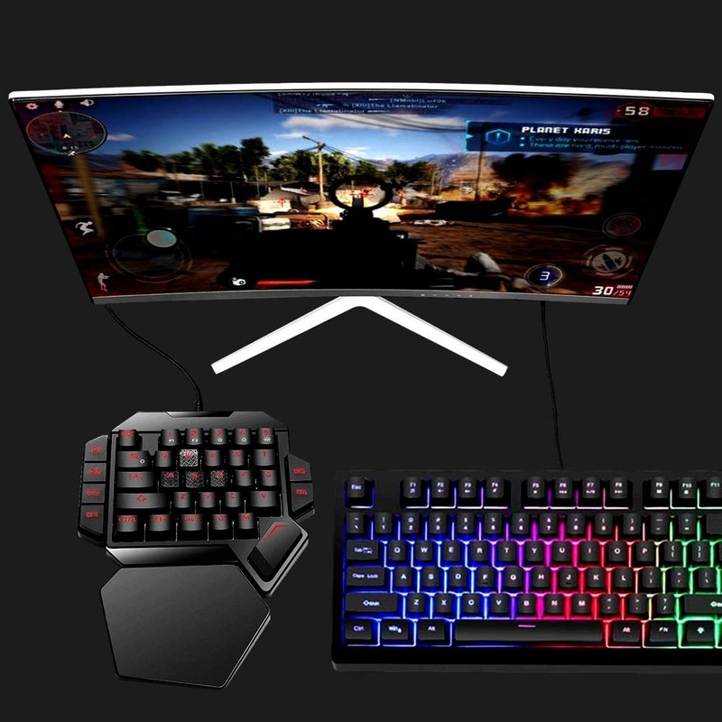 RGB One Handed Mechanical Gaming Keyboard,Colorful Backlit Professional Gaming Keyboard