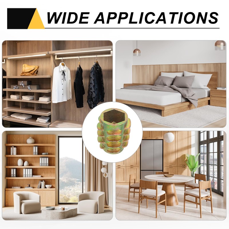 sourcing map 18 Pcs Threaded Inserts for Wood, Zinc Alloy