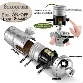 Lamp Rewire Kit,Lamp Socket Replacement Kit,Antique Brass Light Socket with Matching Electric Cord Set,DIY Lamp Making Kit Lamp Wiring Kit with All Essential Hardware (Silver, 1)