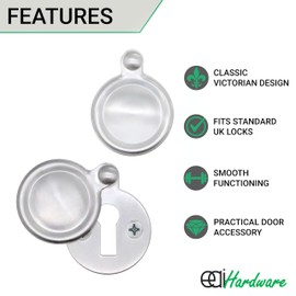 Victorian Keyhole Covered Escutcheon for Front Doors 35mm Satin Chrome | Pack of 2
