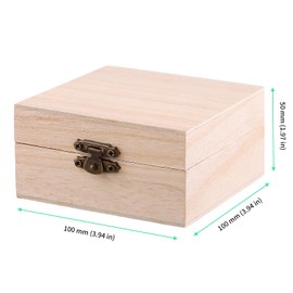 FUNSUEI 12 PCS 3.94 x 3.94 x 1.97 Inch Unfinished Wooden Jewelry Box, Small Unfinished Wood Box, Natural Small Wooden Boxes for Crafts, Wooden Box with Hinged Lid for DIY, Storage, Gift