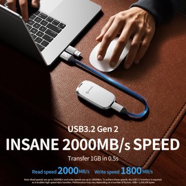 PHIXERO P20 Portable SSD 512GB Up to 2000MB/s, USB 3.2 Gen 2 External Solid State Drive，USB C to C&A for Smartphone，Tablet，PC，Labtop (White)