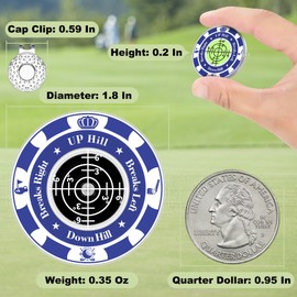 Lousrnman Green Reader, 3 Pcs Golf Ball Marker for Putting Green with Magnetic Hat Clip, Golf Accessories Putt Aid Tool with High Precision Horizontal Bubble, Gift for Men Women (Blue Black)