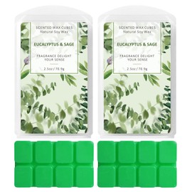 Wax Melts Wax Cubes, Scented Wax Melts, Scented Wax Cubes, Soy Wax Cubes for Warmers, Soy Wax Cubes Candle Melts 2 Pack Eucalyptus & Sage