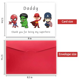 Londue Superhero Fathers Day Card Gifts for Dad, Funny Father's Day Card from Daughter Son, Happy Birthday Day Card Gifts for Him Daddy-Thank You for Being My Superhero