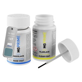 MG PRIME Autolack Lackstift Set für Opel 169 / 3NU Misty Morning Mica Basislack Klarlack je 50ml