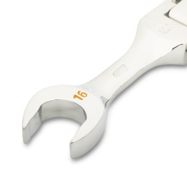 GEARWRENCH 16mm 90-Tooth 12 Point Stubby Flex Combination Ratcheting Wrench | 86866